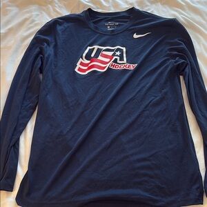 Nike Men's Navy USA Hockey Long Sleeve Shirt